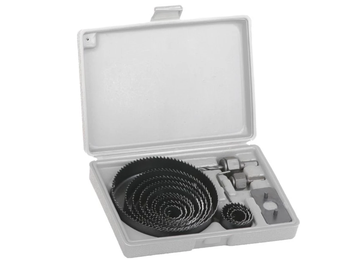 Набір корончатих свердел по деревині 19-127 мм 16 шт (19, 22, 29, 32, 38, 44, 54, 64, 76, 89, 102, 127 мм) INTERTOOL BT-0026 