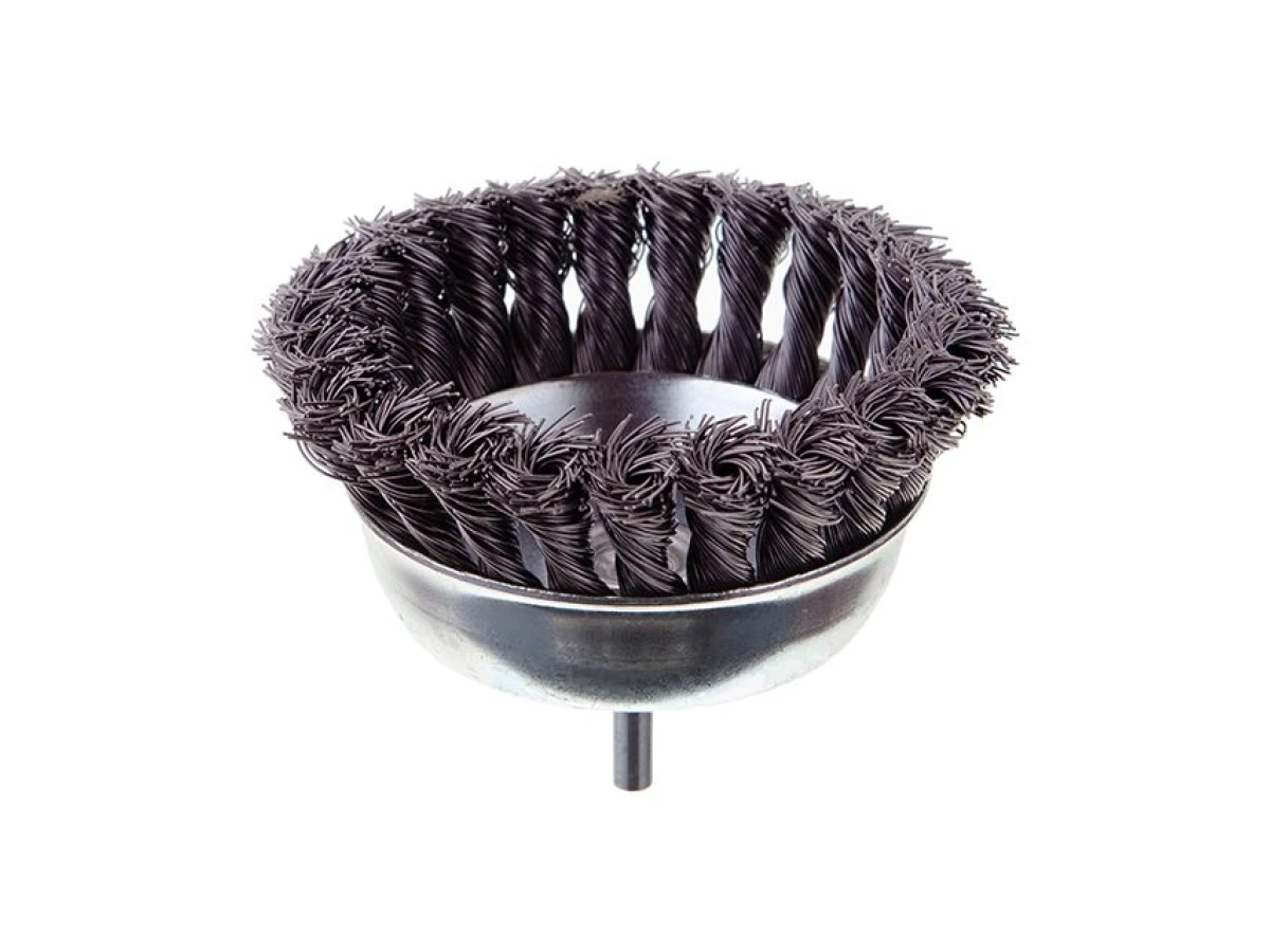 Щітка чашкова 100 мм для дриля, 1/4" (пучки плетеного дроту) INTERTOOL BT-3100 