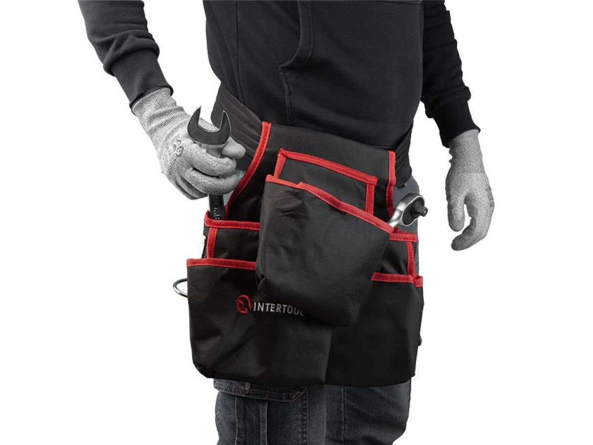 Сумка поясная слесарно-строительная, 4 кармана, полиэстер INTERTOOL SP-1031 