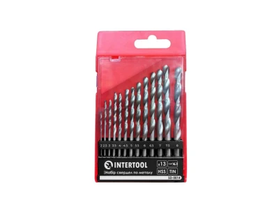 Набір свердел по металу DIN338 HSS 13шт (2-8мм), покриття Ti INTERTOOL SD-0014