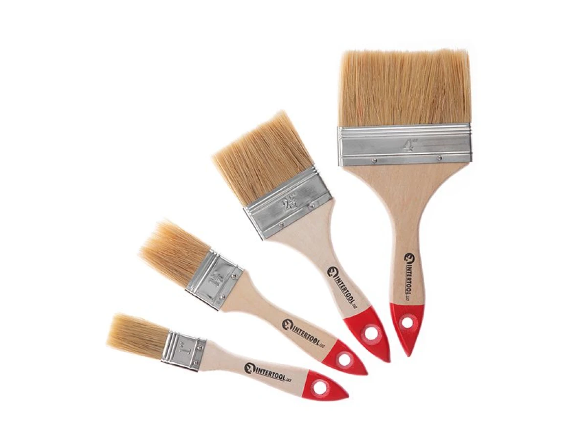 Набір пензлів флейцевих 25; 36; 63; 102 мм, 4 од. INTERTOOL KT-1004 
