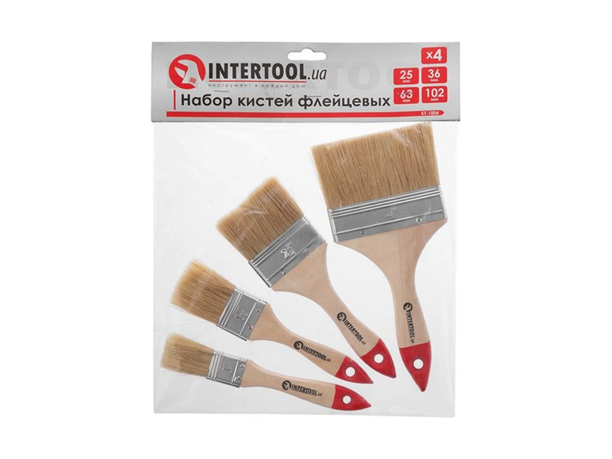 Набір пензлів флейцевих 25; 36; 63; 102 мм, 4 од. INTERTOOL KT-1004 