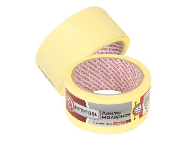 Стрічка малярська 48 мм, 20 м, жовта INTERTOOL DM-4820 