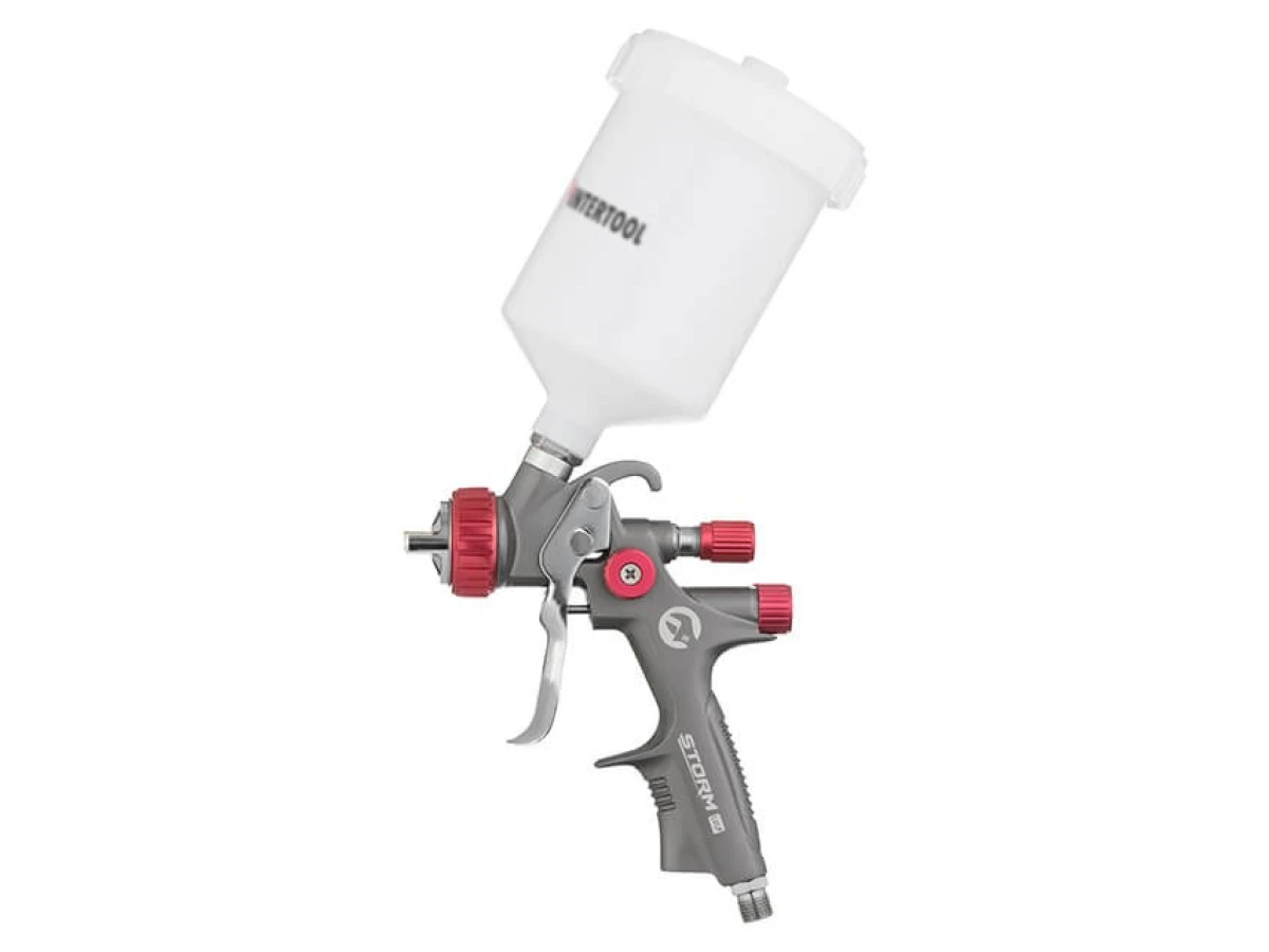 Фарбопульт пневматичний LVLP TEFLON професійний, форсунка 1.4мм, верхній пластиковий бачок 600мл., 1.5бар, STORM INTERTOOL PT-0144 