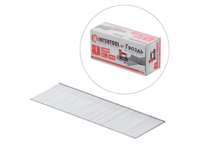 Цвях для степлера PT-1603, PT-1612, 42 мм (18GA), 1.0*1.25 мм, 5000 од/уп. INTERTOOL PT-8642 