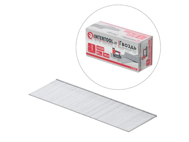 Цвях для степлера 45мм 1.0x1.25мм 5000шт/упак INTERTOOL PT-8645 