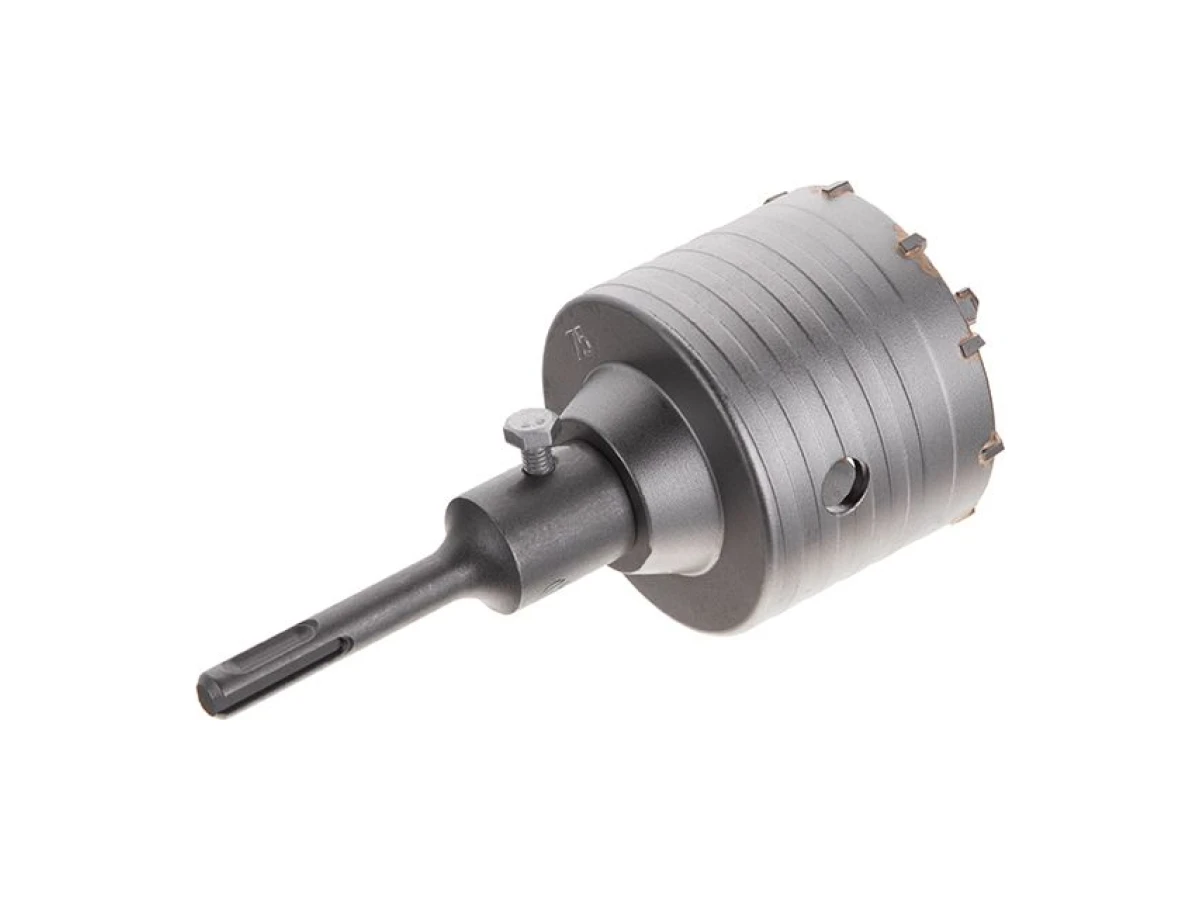 Комплект: Свердло корончасте по бетону 75мм + Перехідник SDS Plus 100мм INTERTOOL SD-7075 