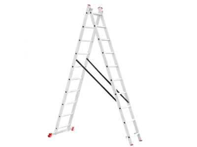 Лестница алюминиевая, 2-х секционная, универсальная, раскладная, 2*10 ступ., 4,8 м INTERTOOL LT-0210