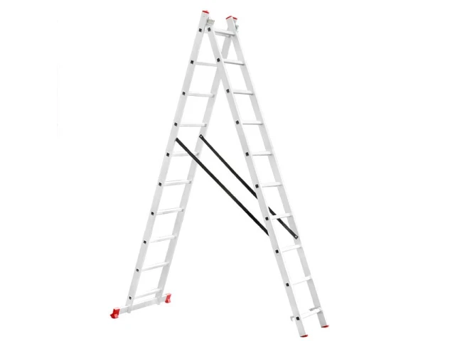 Лестница алюминиевая, 2-х секционная, универсальная, раскладная, 2*10 ступ., 4,8 м INTERTOOL LT-0210 