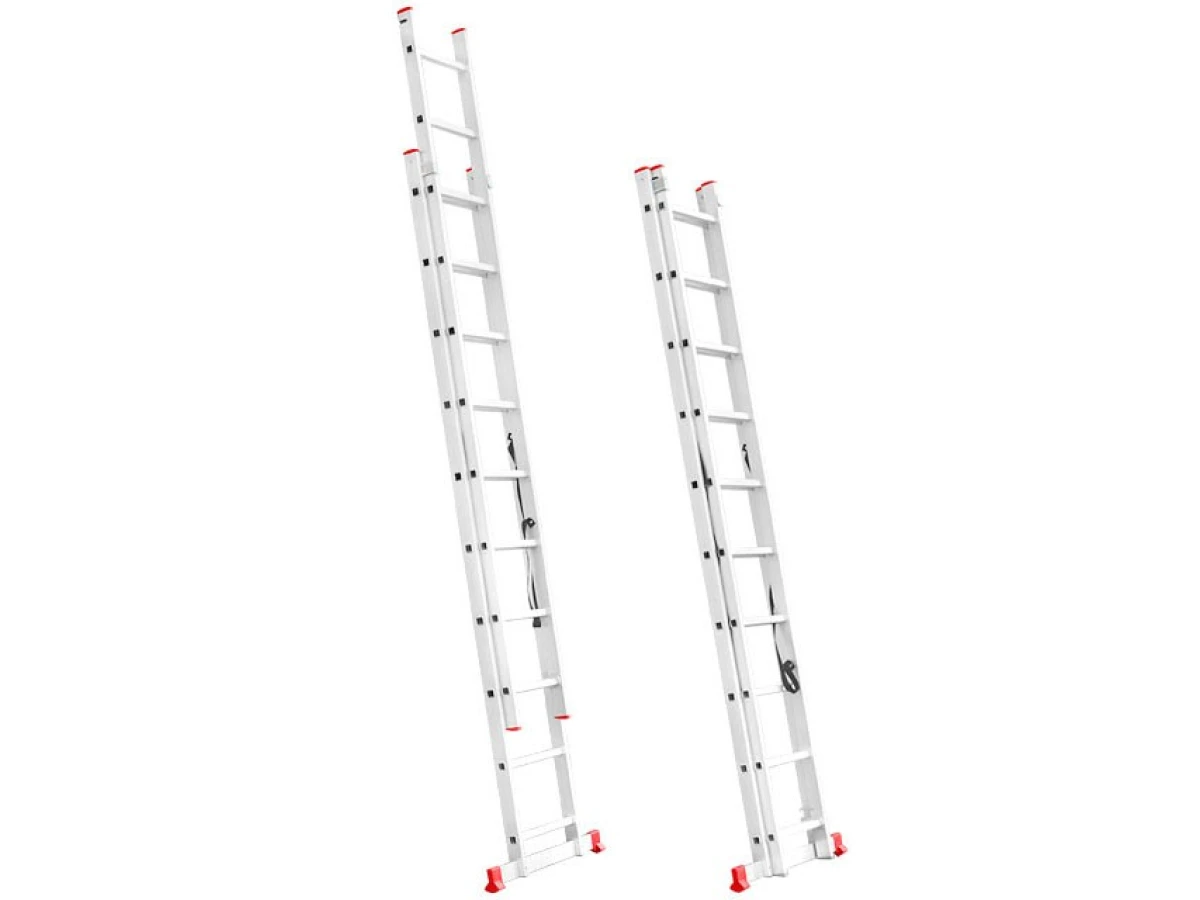 Лестница алюминиевая, 2-х секционная, универсальная, раскладная, 2*10 ступ., 4,8 м INTERTOOL LT-0210 