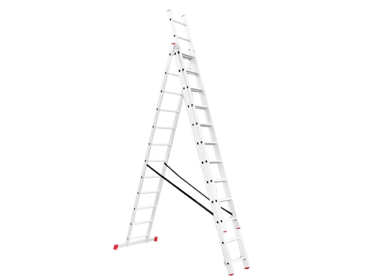 Лестница алюминиевая 3-х секционная универсальная раскладная, 3*12 ступ., 7,60 м INTERTOOL LT-0312 