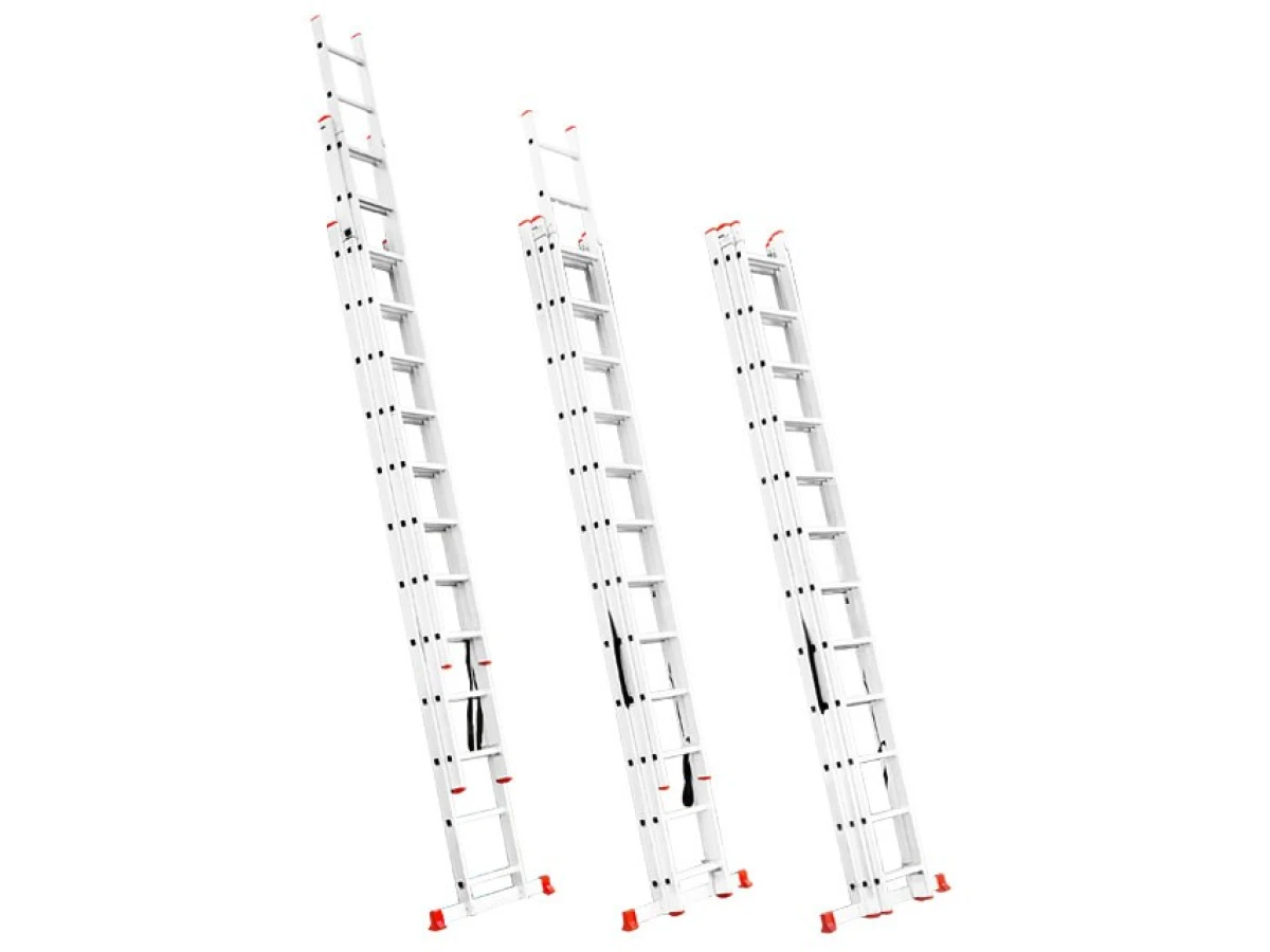 Лестница алюминиевая 3-х секционная универсальная раскладная, 3*12 ступ., 7,60 м INTERTOOL LT-0312 