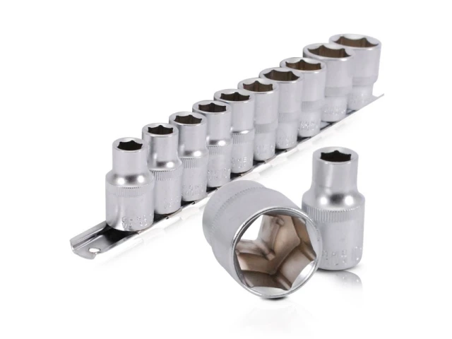 Набір головок на планці: 10, 11, 12, 13, 14, 15, 17, 19, 22, 24 - 1/2", 10 од. INTERTOOL ET-6011 