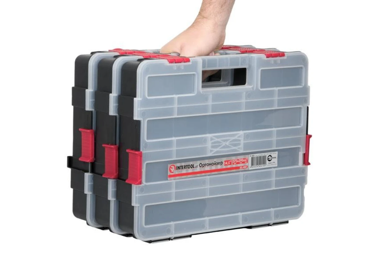Пластиковий органайзер для інструментів 14.5" 375*290*67 мм INTERTOOL BX-4021 