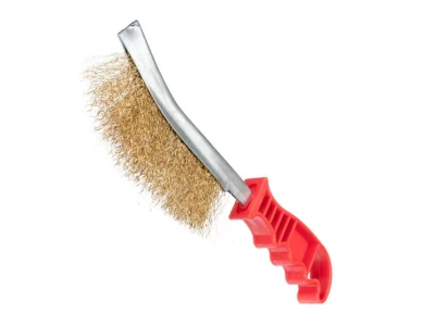 Щетка проволочная универсальная, рифленая проволка покрытая латунью, пластиковая рукоятка INTERTOOL BT-0001