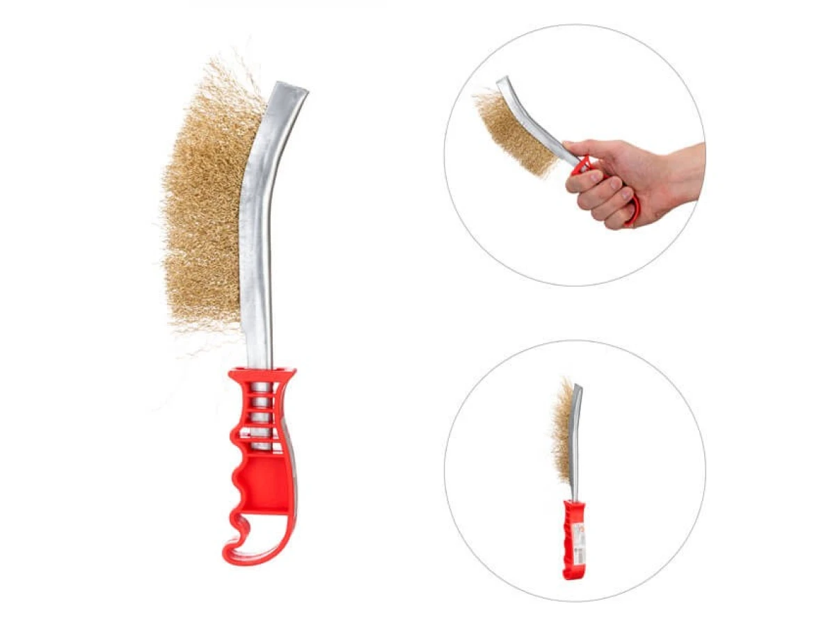 Щітка дротяна універсальна, рифлений дріт, вкритий латунню, пластикова рукоятка INTERTOOL BT-0001 