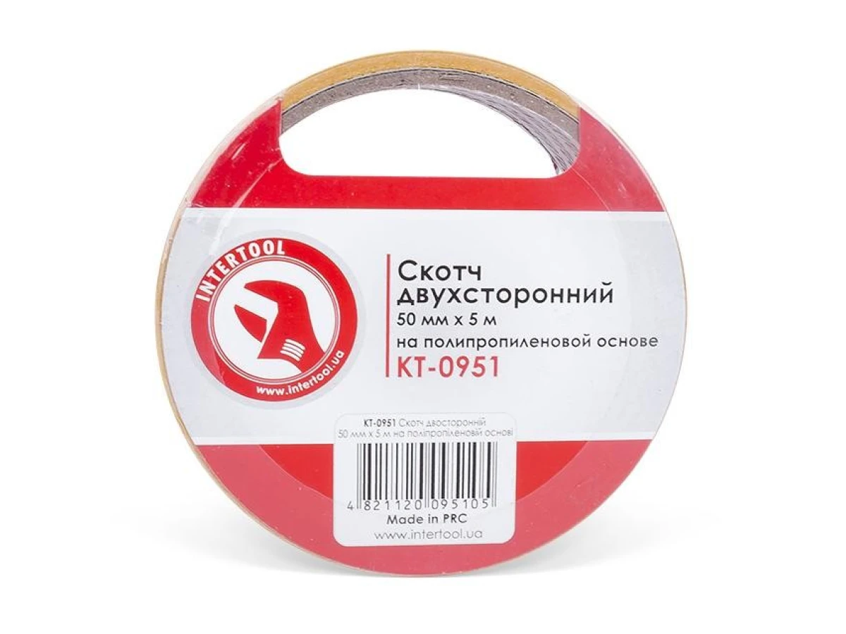 Скотч двосторонній 50 мм * 5 м на поліпропіленовій основі INTERTOOL KT-0951 