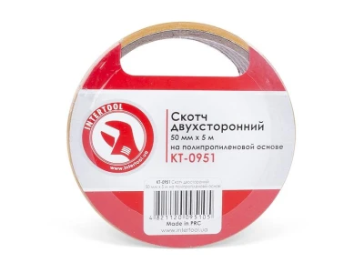 Скотч двосторонній 50 мм * 5 м на поліпропіленовій основі INTERTOOL KT-0951