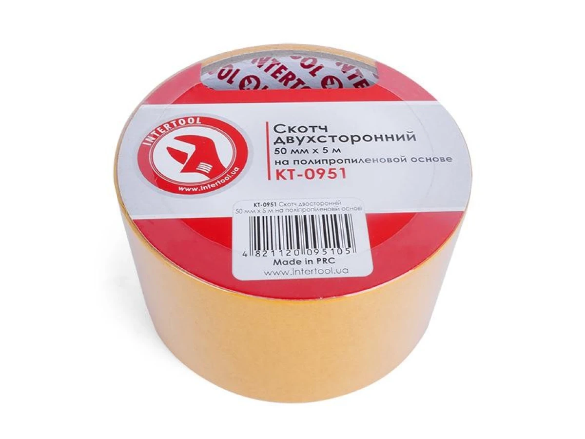 Скотч двосторонній 50 мм * 5 м на поліпропіленовій основі INTERTOOL KT-0951 