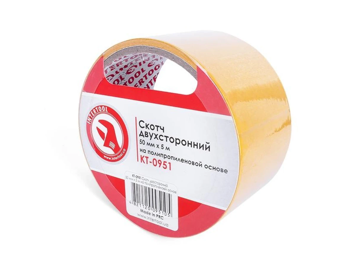Скотч двосторонній 50 мм * 5 м на поліпропіленовій основі INTERTOOL KT-0951 
