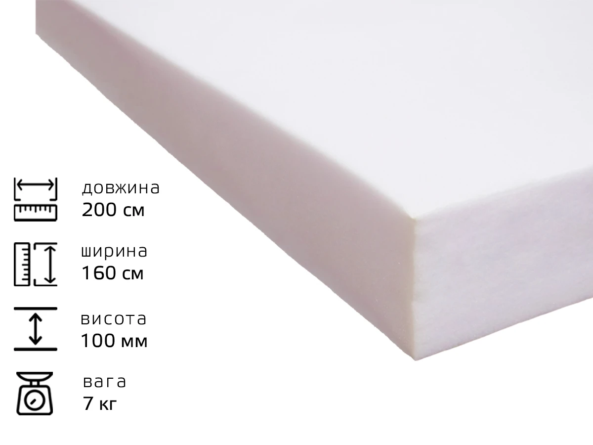 Поролон листовой EL-2240 (100мм*1.6м*2м) Польща 