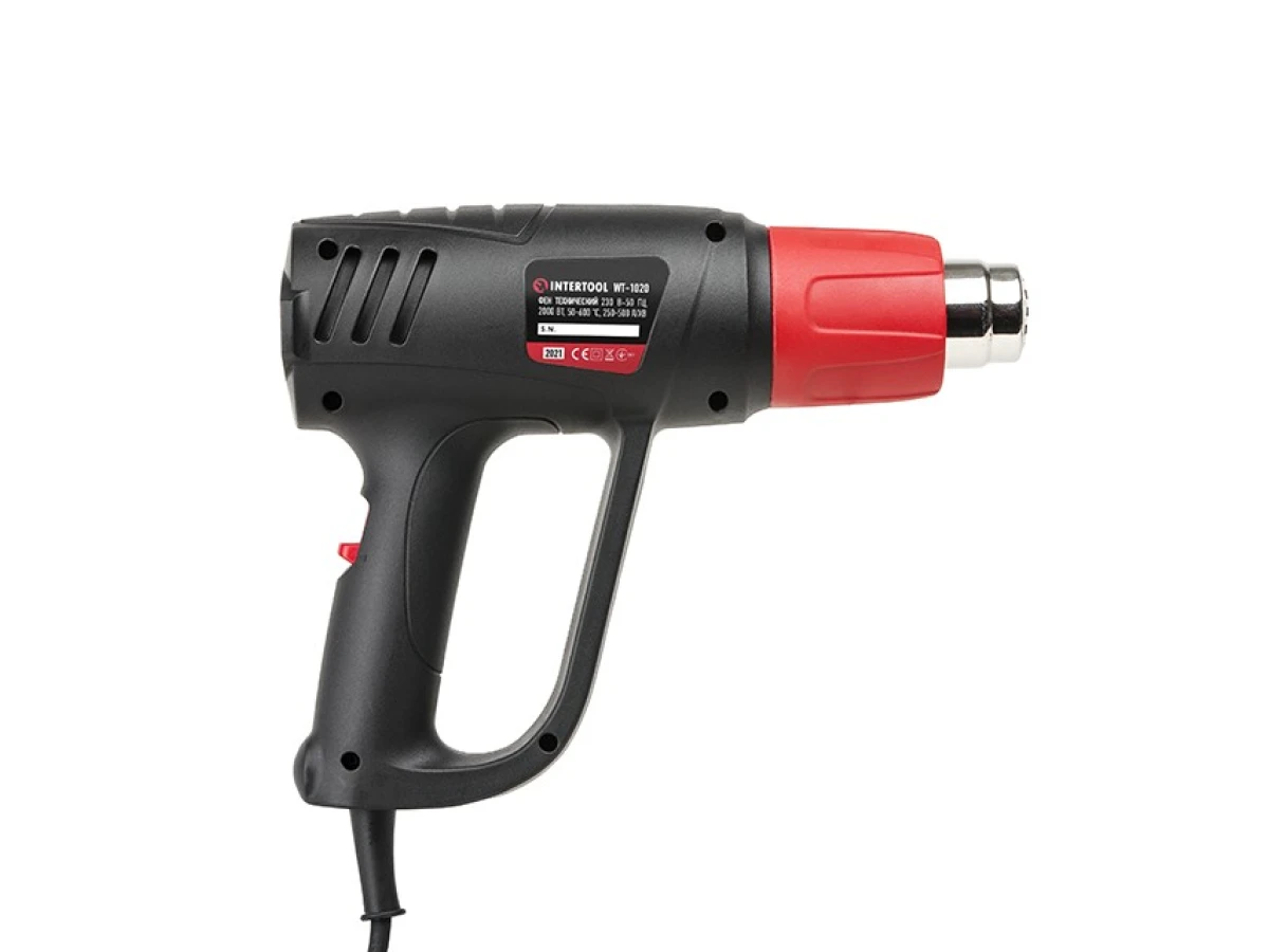 Фен технический 2000 Вт, 2 режима, регулировка, 50-600 °C, 250-500 л/мин INTERTOOL WT-1020 