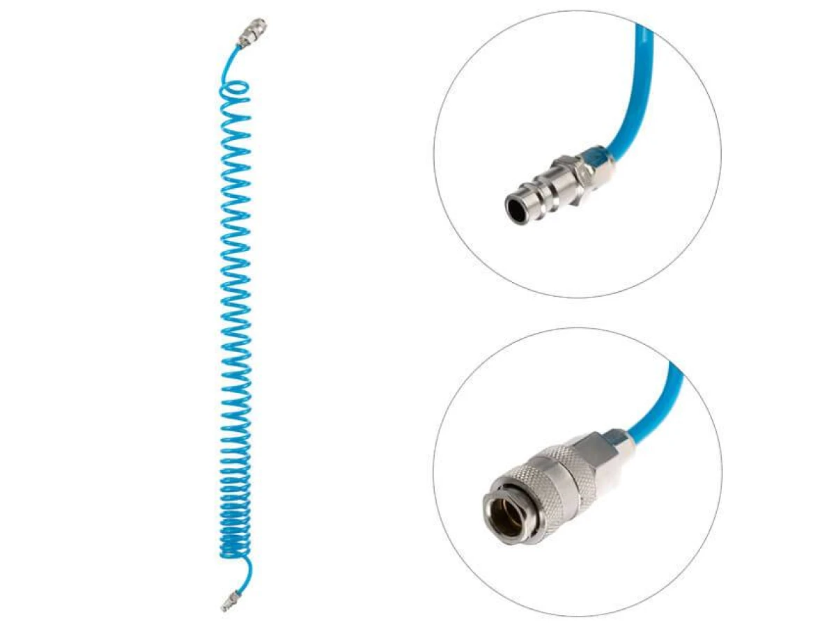 Набір для продування кабіни вантажних авто: пістолет, шланг поліуретановий 5 м 6*4 мм, трійник на шланг 6 мм; на швидкороз'ємних з'єднаннях INTERTOOL PT-1506 