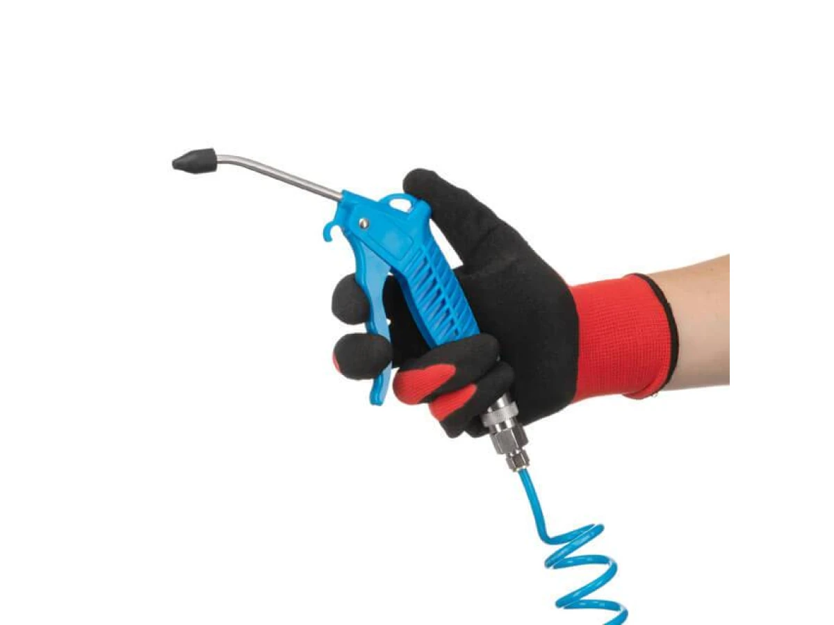 Набір для продування кабіни вантажних авто: пістолет, шланг поліуретановий 5 м 6*4 мм, трійник на шланг 6 мм; на швидкороз'ємних з'єднаннях INTERTOOL PT-1506 