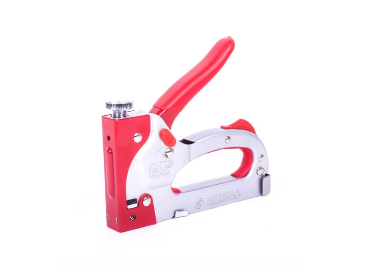 Пістолет скобозабивний механічний, скоба 11.3 x 0.7 x 4.0 - 14.0 мм, прогумована рукоятка (сталевий корпус) INTERTOOL RT-0201 