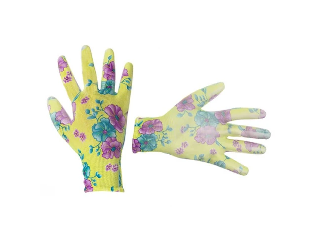 Перчатка садовая с нитриловым покрытием 8" зеленая INTERTOOL SP-0161 