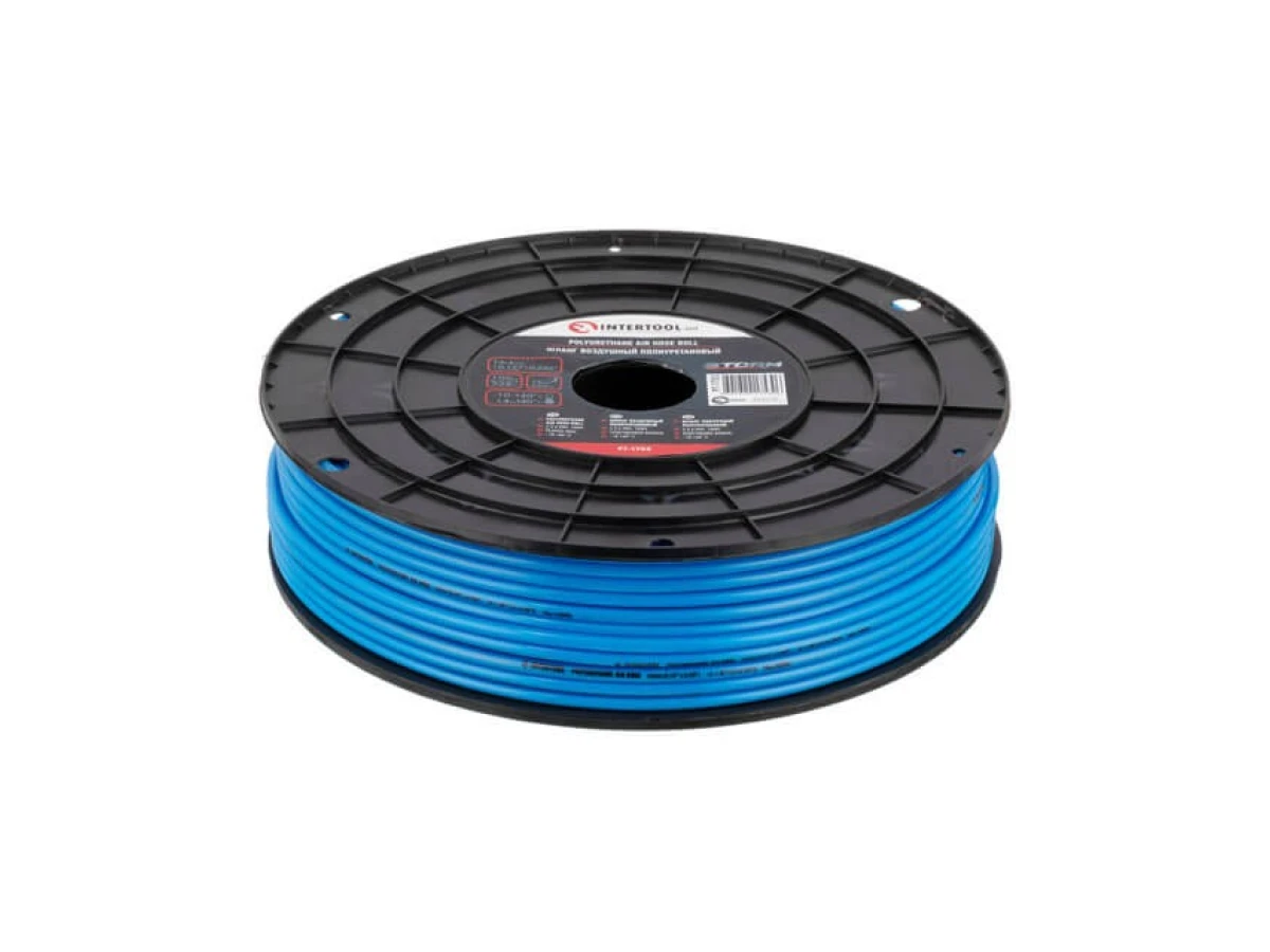 Шланг прямий поліуретановий, 4 * 6мм, 100м, пластикова бобіна, STORM INTERTOOL PT-1753 