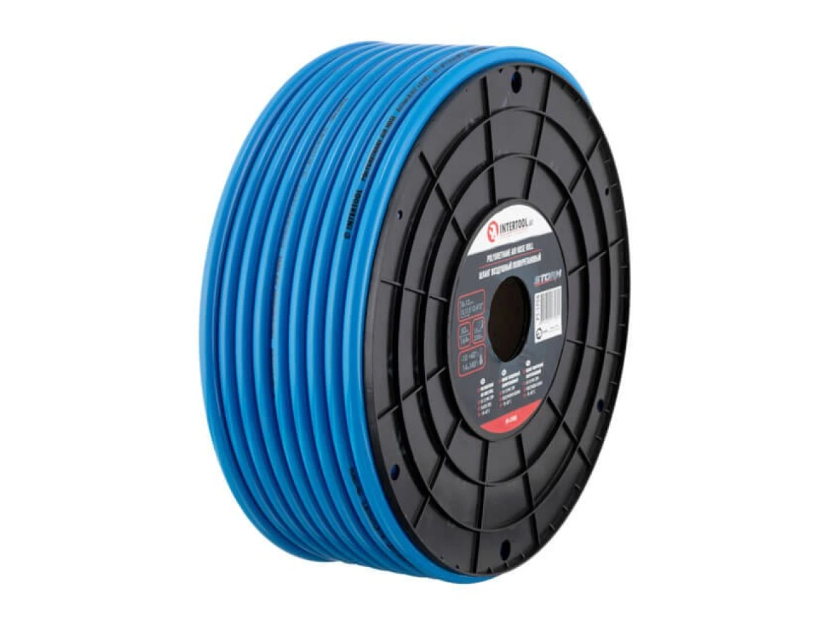 Шланг прямий поліуретановий, 8 * 12мм, 50м, пластикова бобіна, STORM INTERTOOL PT-1758 