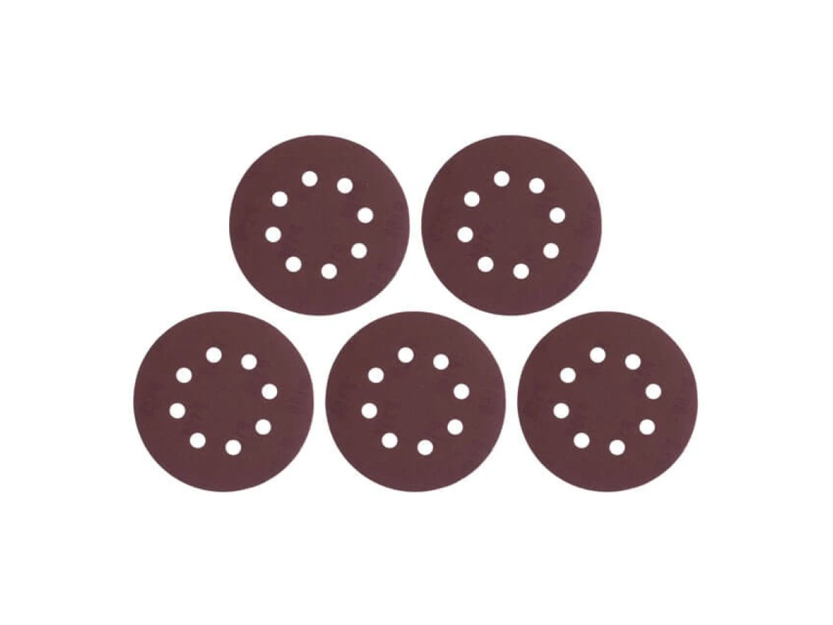 Круг наждачный самоклеющийся 125мм с отверстиями, бумага класс С, плотность 140 г/м2, К150, уп. 5ед INTERTOOL BT-0588 