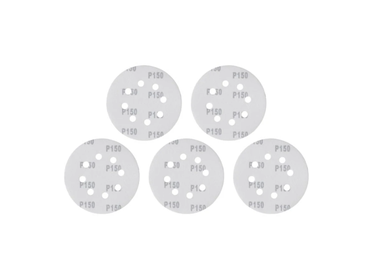 Круг наждачный самоклеющийся 125мм с отверстиями, бумага класс С, плотность 140 г/м2, К150, уп. 5ед INTERTOOL BT-0588 