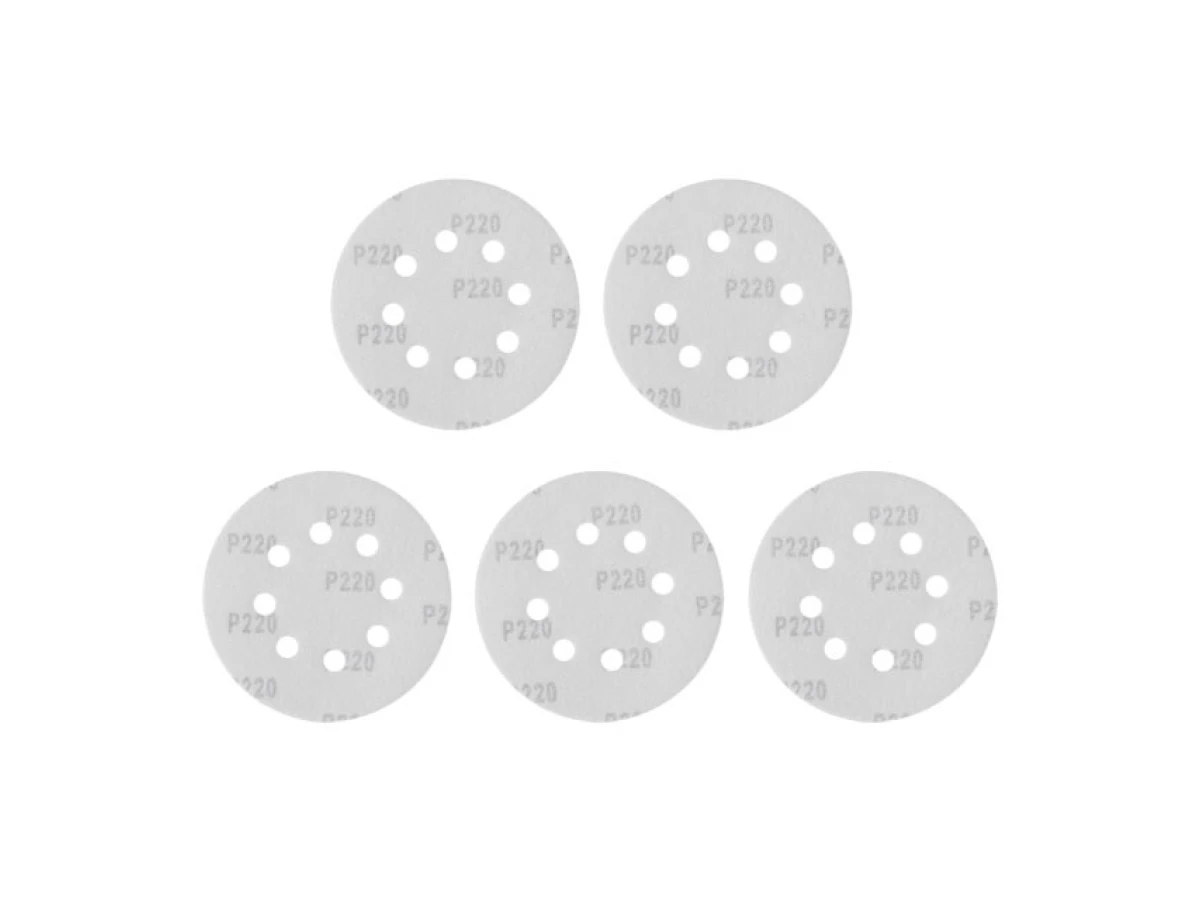 Круг наждачный самоклеющийся 125мм с отверстиями, бумага класс С, плотность 140 г/м2, К220, уп. 5ед INTERTOOL BT-0590 