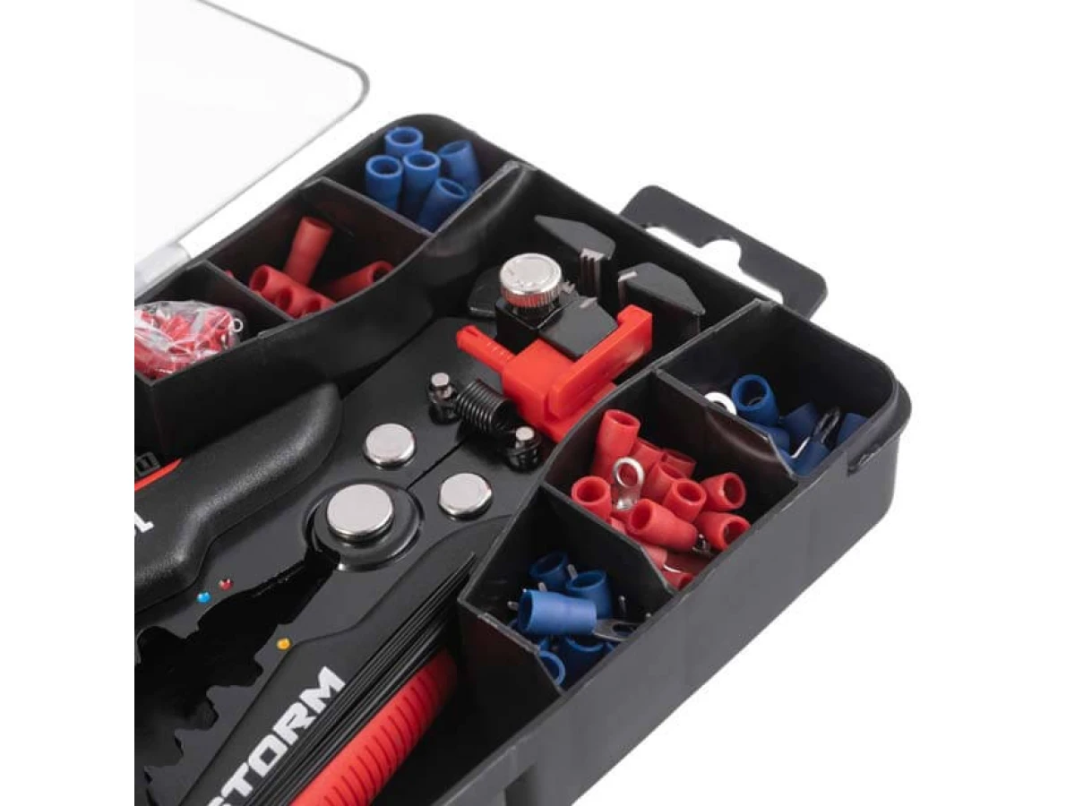 Знімач ізоляції автоматичний 200мм, з набором обтискних клем, STORM INTERTOOL HT-7024 