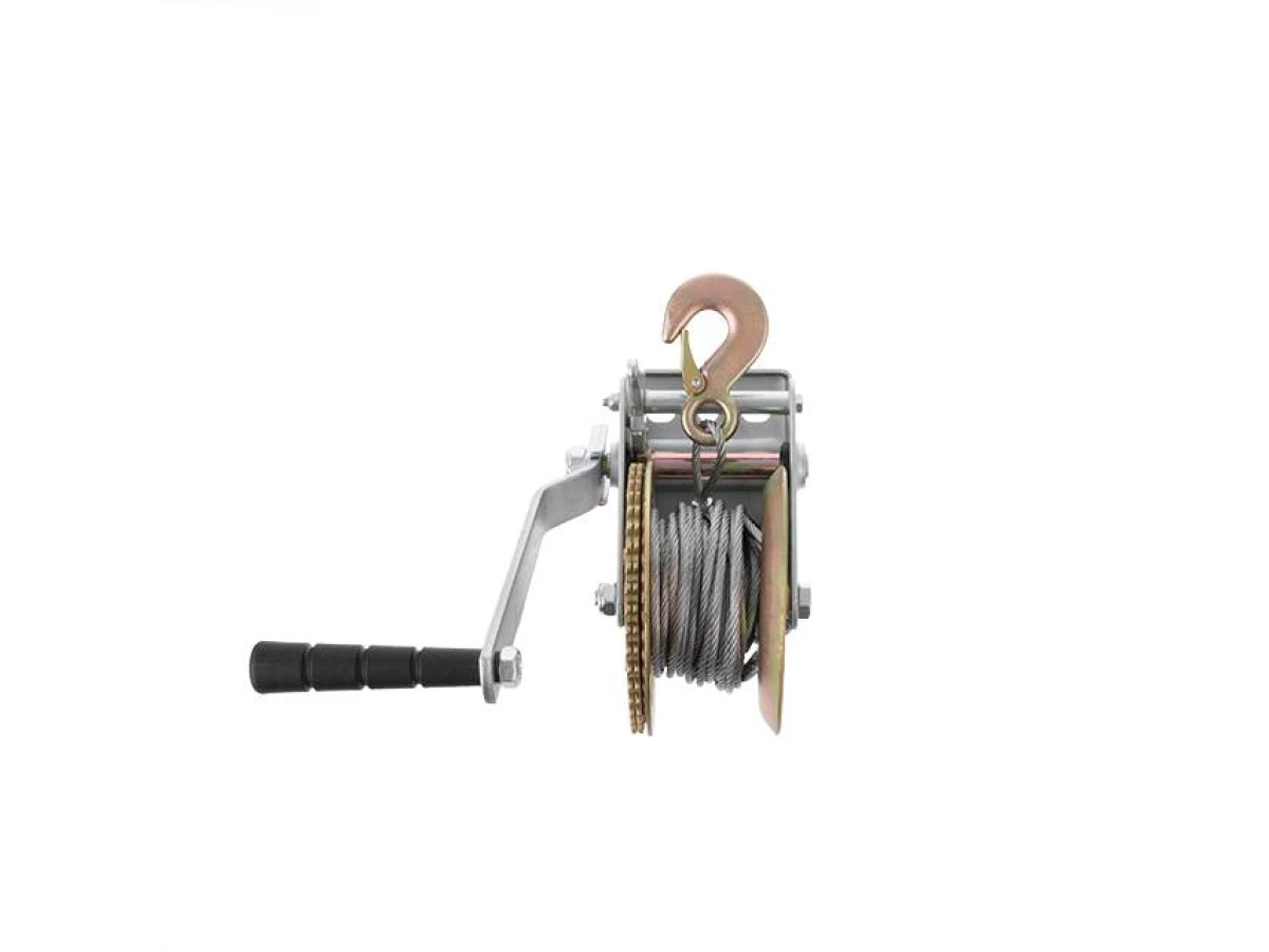 Лебедка рычажная барабанная стальной трос тяговое усилие 450 кг INTERTOOL GT1454 