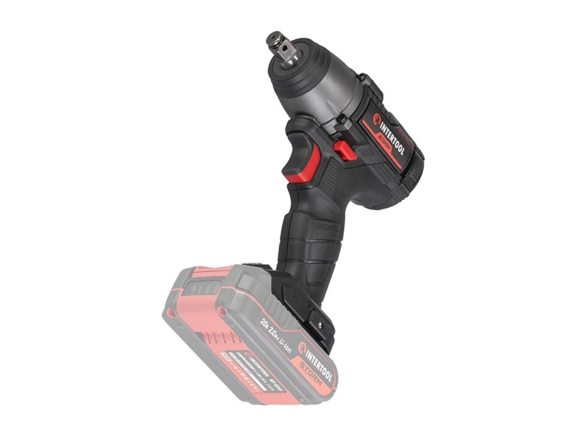 Гайковерт ударний акумуляторний з безщітковим двигуном 20 В, 300 Nm, 0-2500 об/хв., 0-3000 уд./хв., 1/2", без ЗП та АКБ INTERTOOL WT-9364 