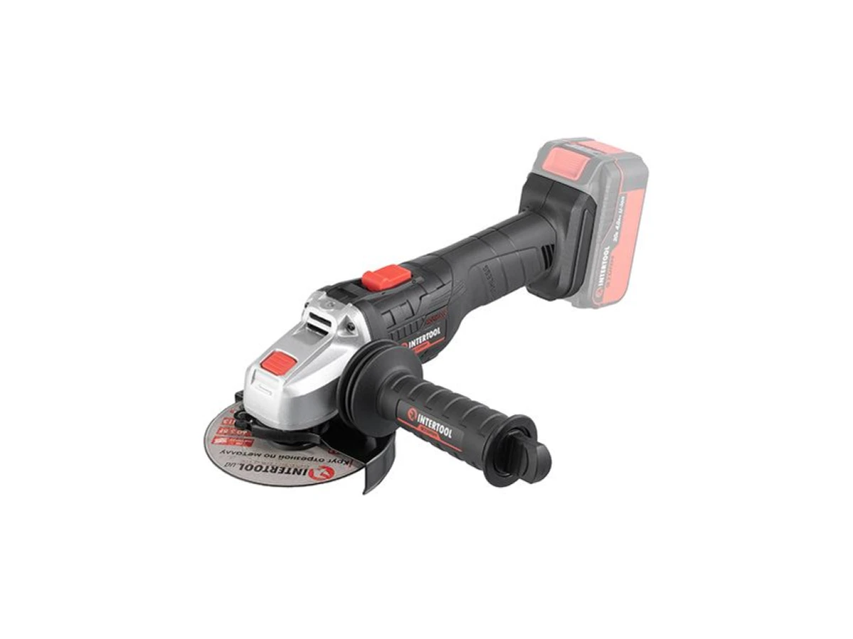 Шліфмашина кутова акумуляторна з безщітковим двигуном 20 В, 125 мм, 10000 об/хв., без ЗП та АКБ INTERTOOL WT-9366 