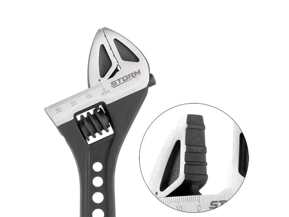 Ключ разводной 250 мм кованный, рукоятка TPR, HRC 40~50, Cr-V STORM INTERTOOL XT-0080 