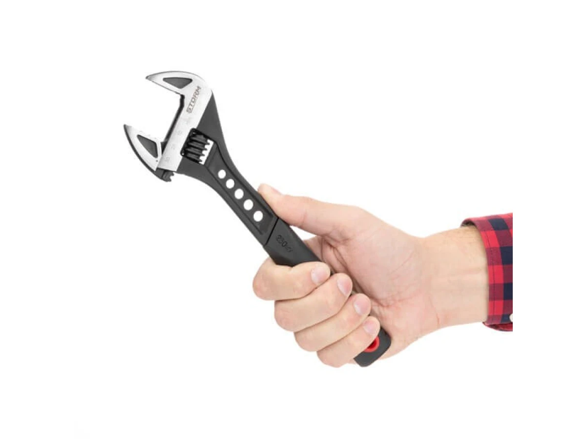 Ключ разводной 250 мм кованный, рукоятка TPR, HRC 40~50, Cr-V STORM INTERTOOL XT-0080 