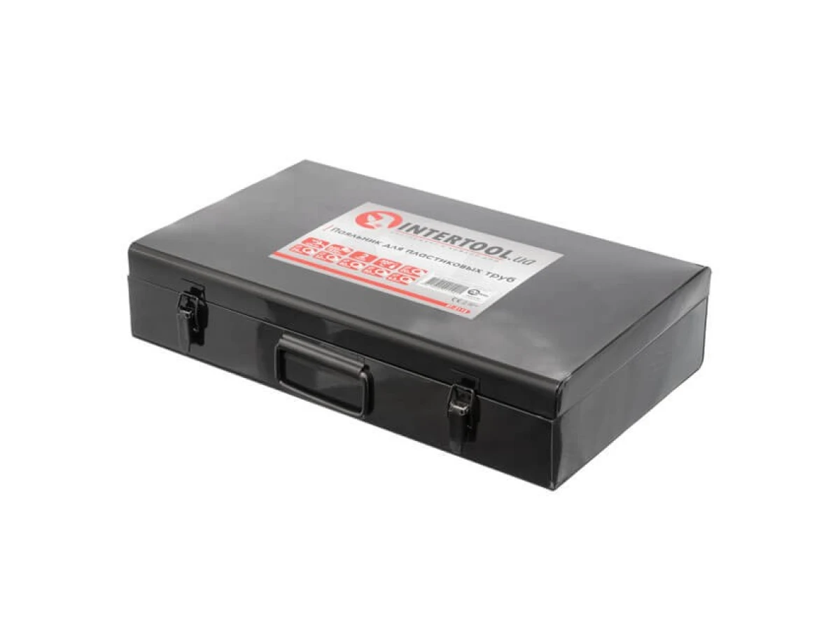 Паяльник для пластикових труб, 850/1850 Вт, 0-300°C, насадки 20, 25, 32, 40, 50, 63 мм, металевий кейс INTERTOOL RT-2112 