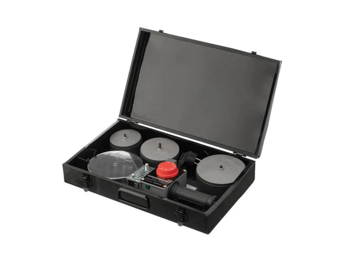 Паяльник для пластикових труб, 1500 Вт, 0-300°C, насадки 75, 90, 110 мм, металевий кейс INTERTOOL RT-2113 