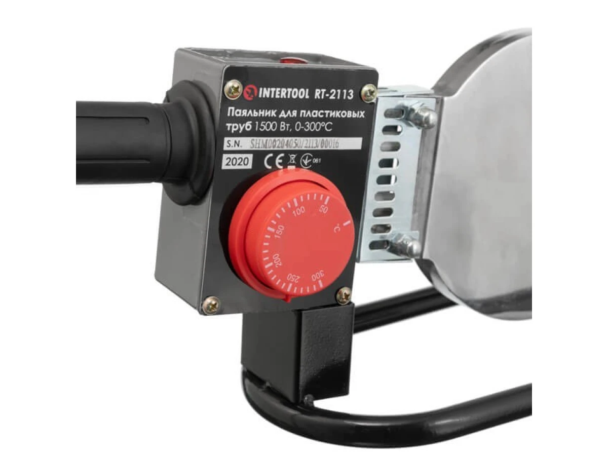Паяльник для пластикових труб, 1500 Вт, 0-300°C, насадки 75, 90, 110 мм, металевий кейс INTERTOOL RT-2113 
