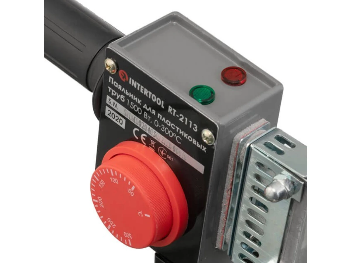 Паяльник для пластикових труб, 1500 Вт, 0-300°C, насадки 75, 90, 110 мм, металевий кейс INTERTOOL RT-2113 