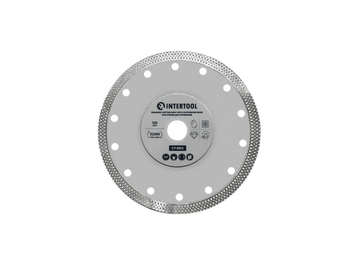 Диск алмазний відрізний з суцільною кромкою 125мм, по керамограніту INTERTOOL CT-3102 