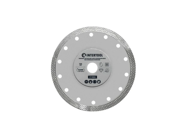 Диск алмазний відрізний з суцільною кромкою 125мм, по керамограніту INTERTOOL CT-3102 