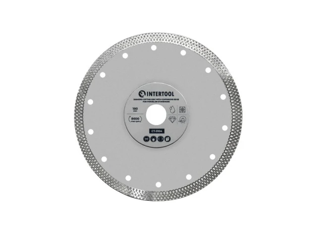 Диск алмазний відрізний з суцільною кромкою 180мм, по керамограніту INTERTOOL CT-3104 