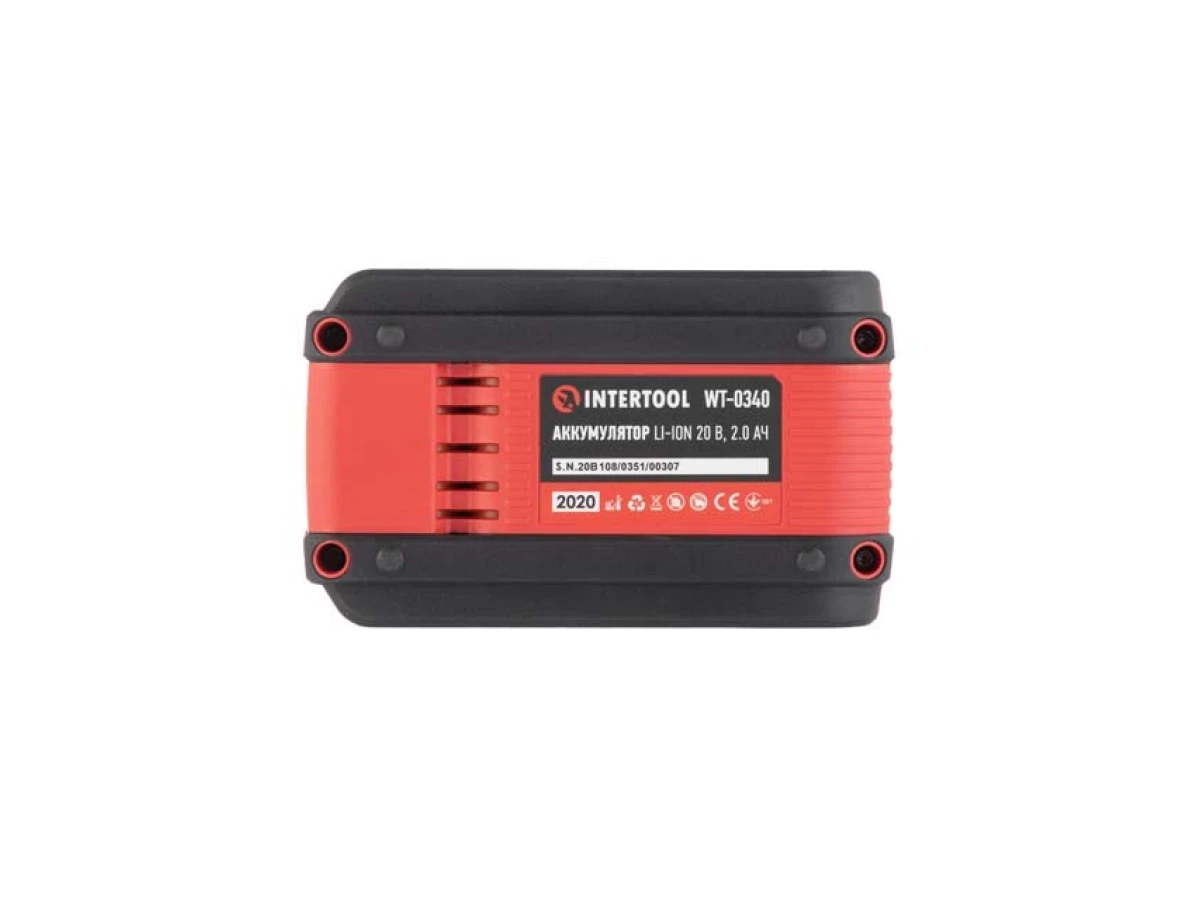 Акумулятор 20 В, Li-ion, 2.0 Аг, індикатор рівня заряду INTERTOOL WT-0340 