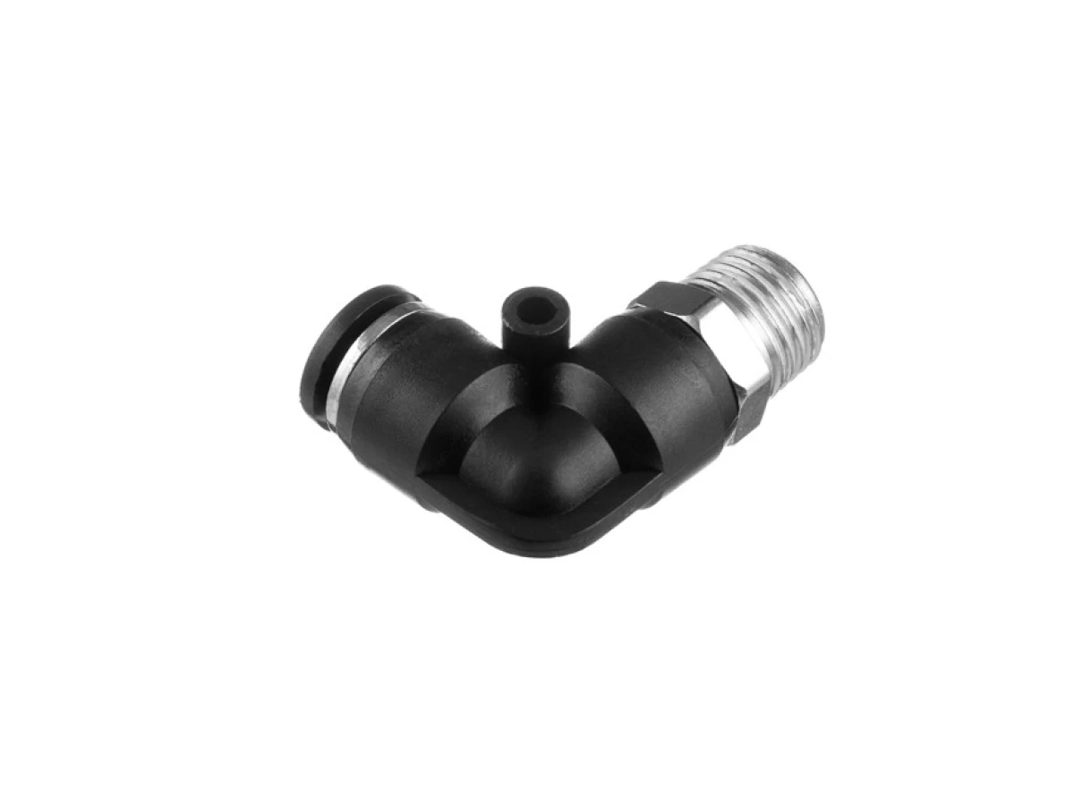 З'єднання цангове L-подібне для поліуретанових та ін. шлангів 8 мм, 1/4" зовн. різьба INTERTOOL PT-2332 